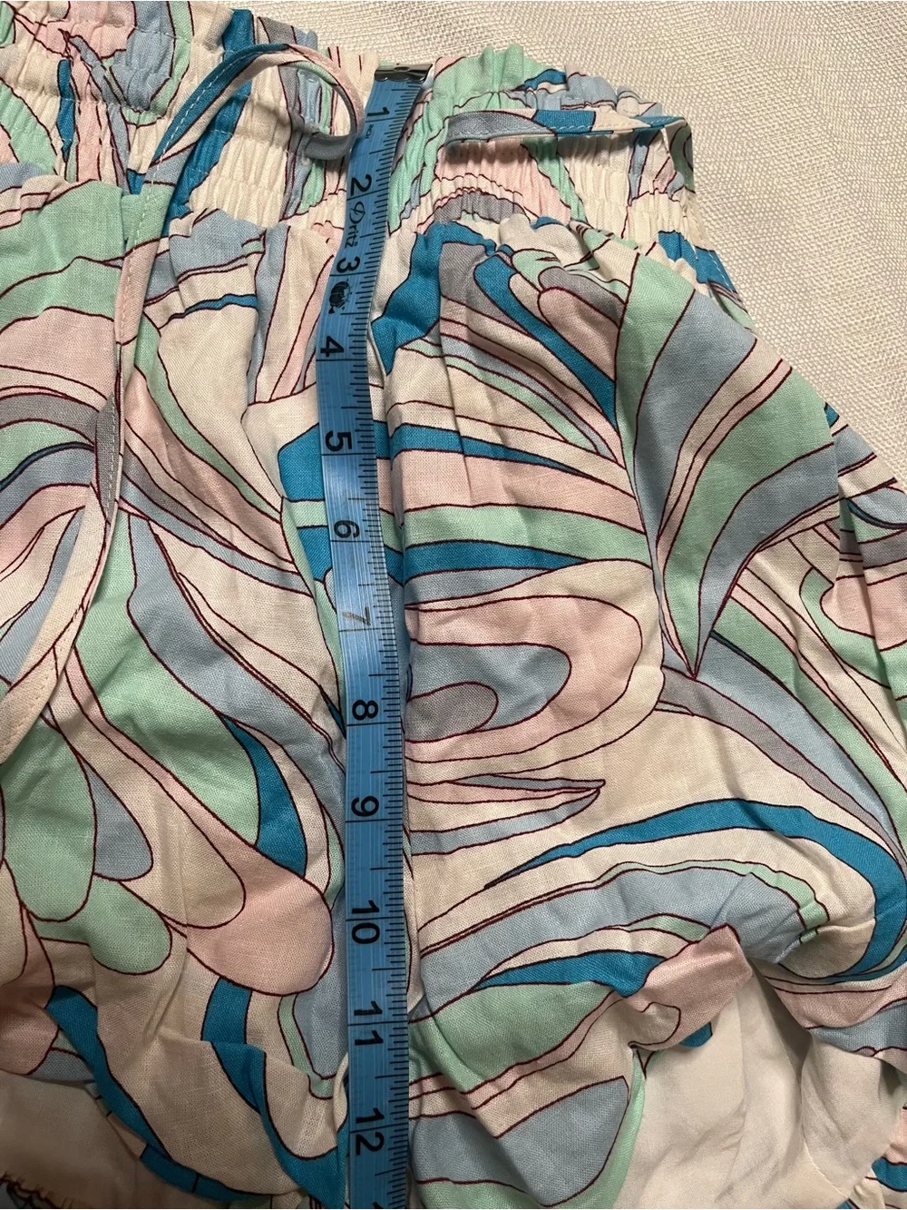 Anthropologie Celandine Bubble Bloomer Shorts Abstract Swirl Print Resort Y2K